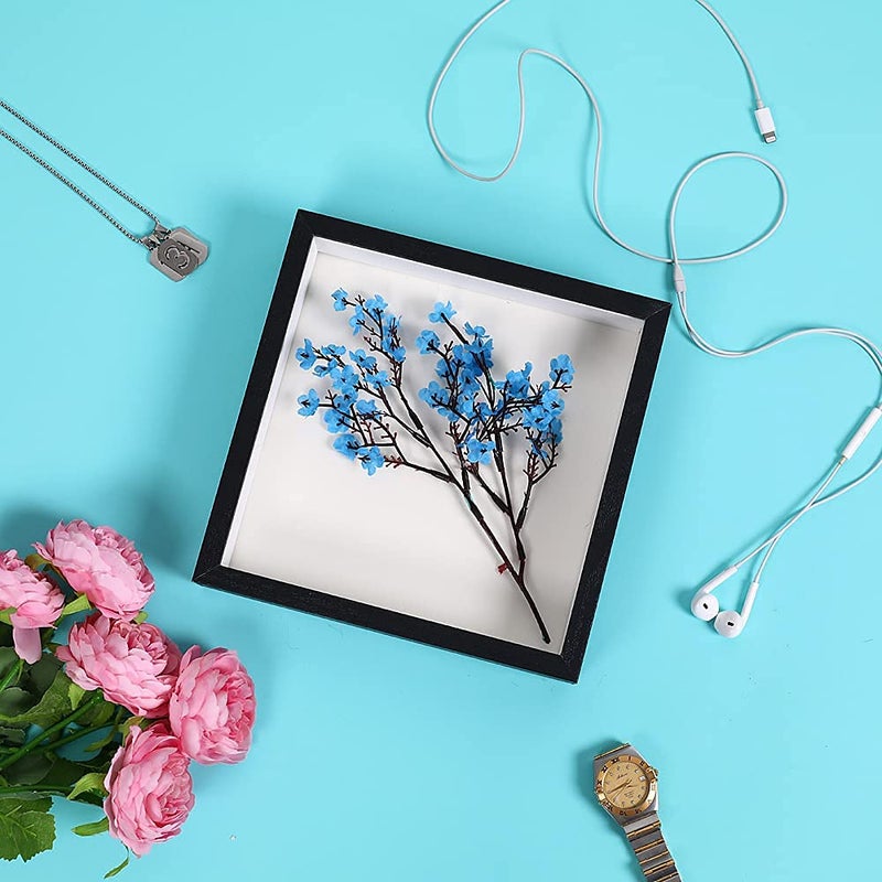 KAPIX Shadow Box 8x8 Picture Frame with HD Plexiglass Deep Wood Memory Box Display case for Flowers,Ticket,Memorabilia,Keepsake,Medal,Art and Photos,Black - Image 4